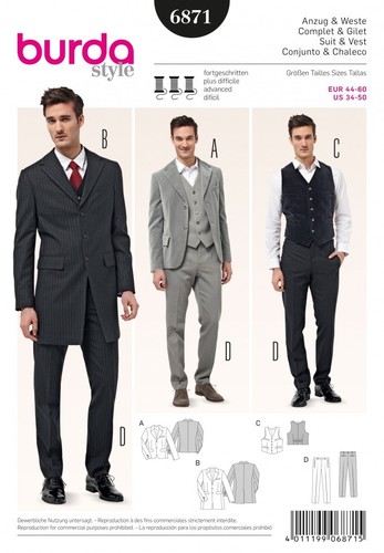 Burda mens sewing pattern 6871 - mens,