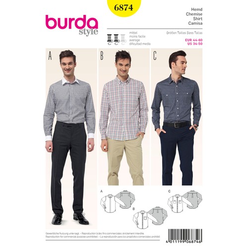 Burda 6874 men - burda, sewing